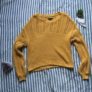 American Eagle Mustard Cable Knit Sweater